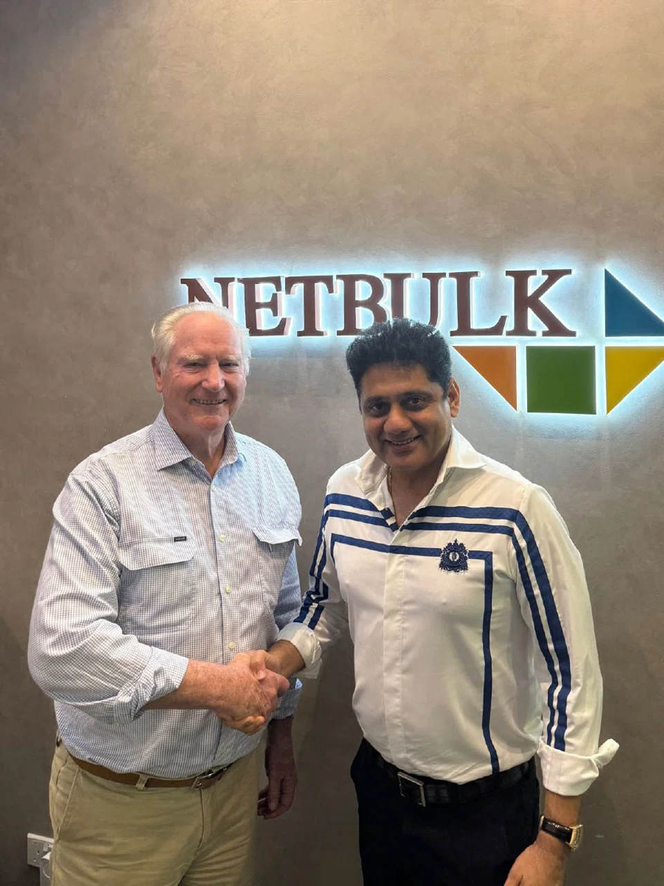 Sanjeev Gupta, founder & MD of S&V Group with Terry McCosker OAM, Chairman of Carbon Link, Australia.