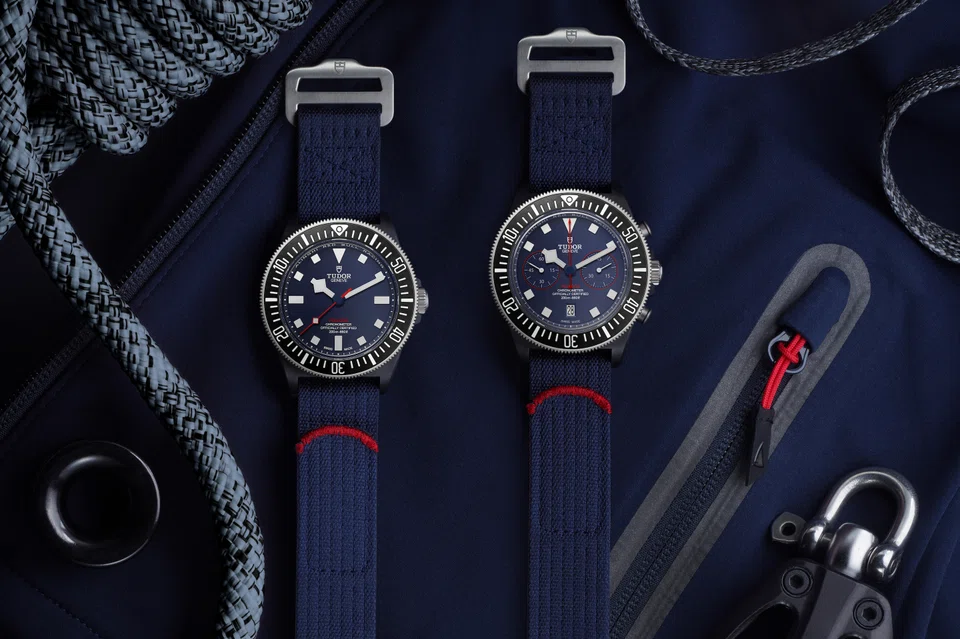 The Tudor Pelagos FXD Alinghi Red Bull Racing Edition watches come in time-only and chronograph versions.