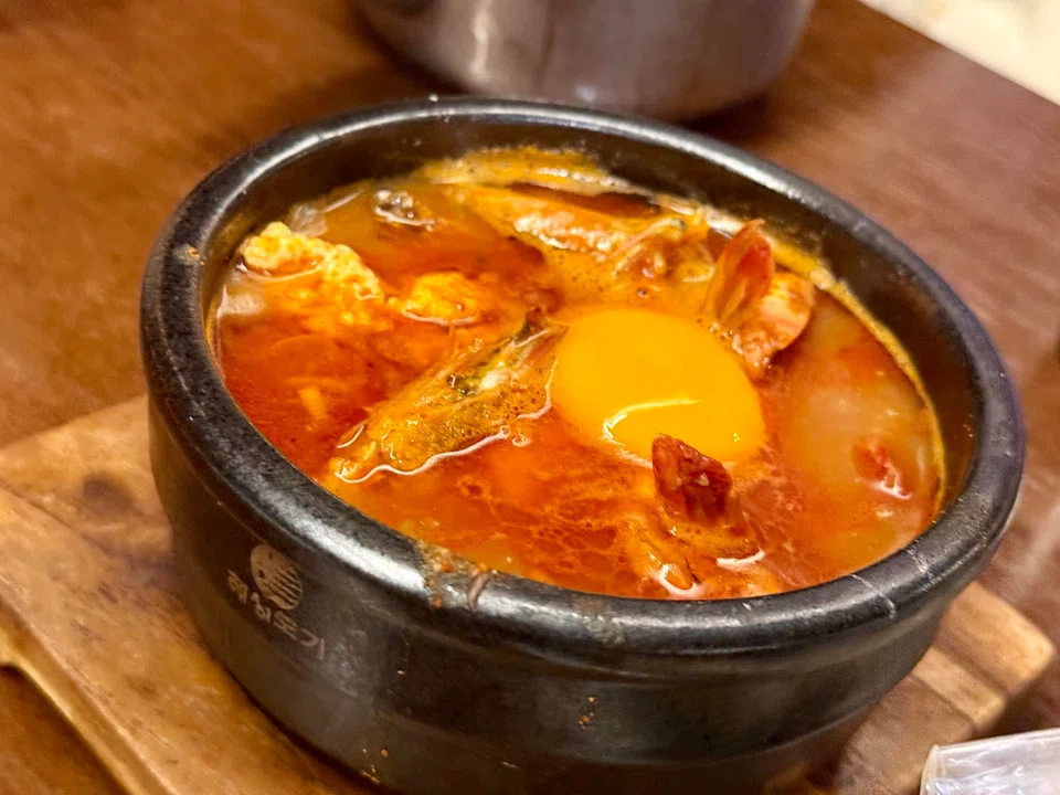 Sundubu jjigae – hearty spicy tofu stew.
