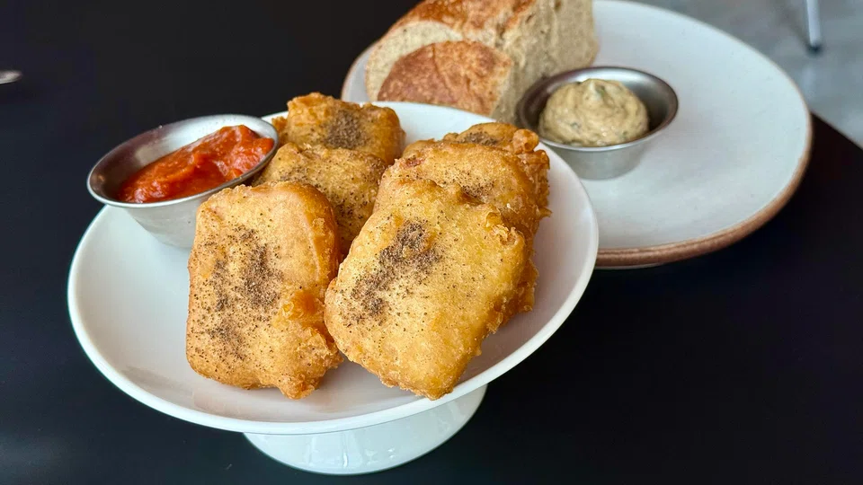 Chicken nuggets and sourdough bread.