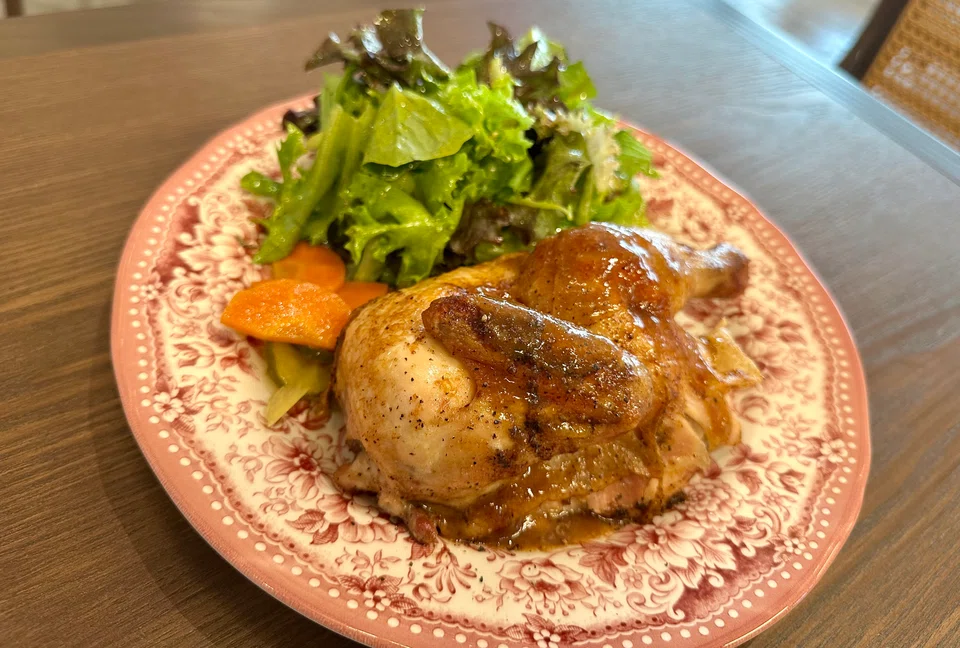 Rotisserie chicken is a staple dish on the menu.