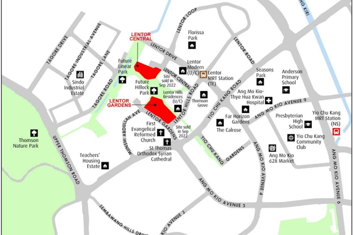 The residential site at Lentor Gardens is launched for sale under the confirmed list, while the residential site at Lentor Central is available for application under the reserve list.
