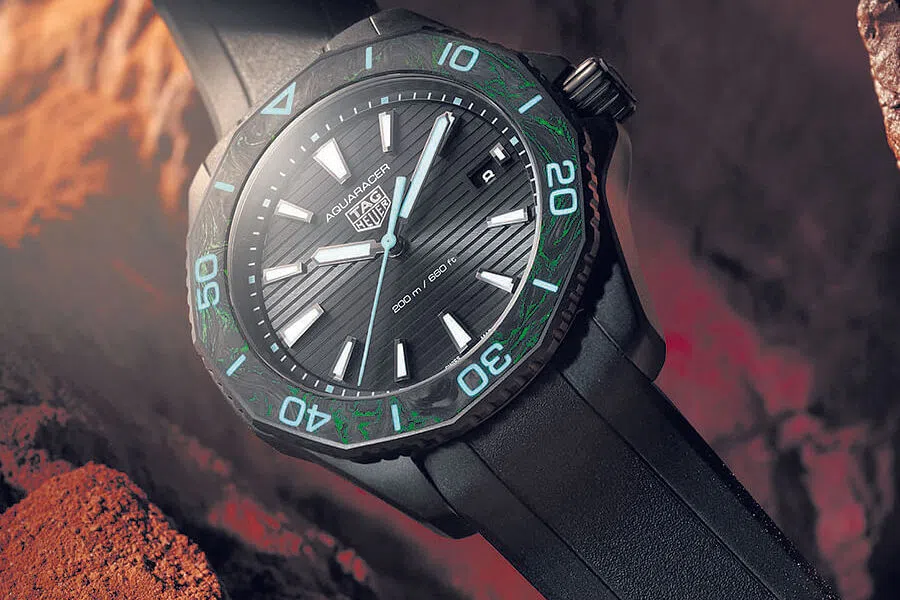 Tag Heuer’s Aquaracer Solargraph, which
runs on quartz, is a popular model that was first released in
2022. The brand recently released a limited-edition iteration.