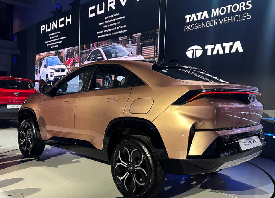 Tata Motors' Curvv SUV on display during a launch event featuring four new vehicles in Johannesburg.