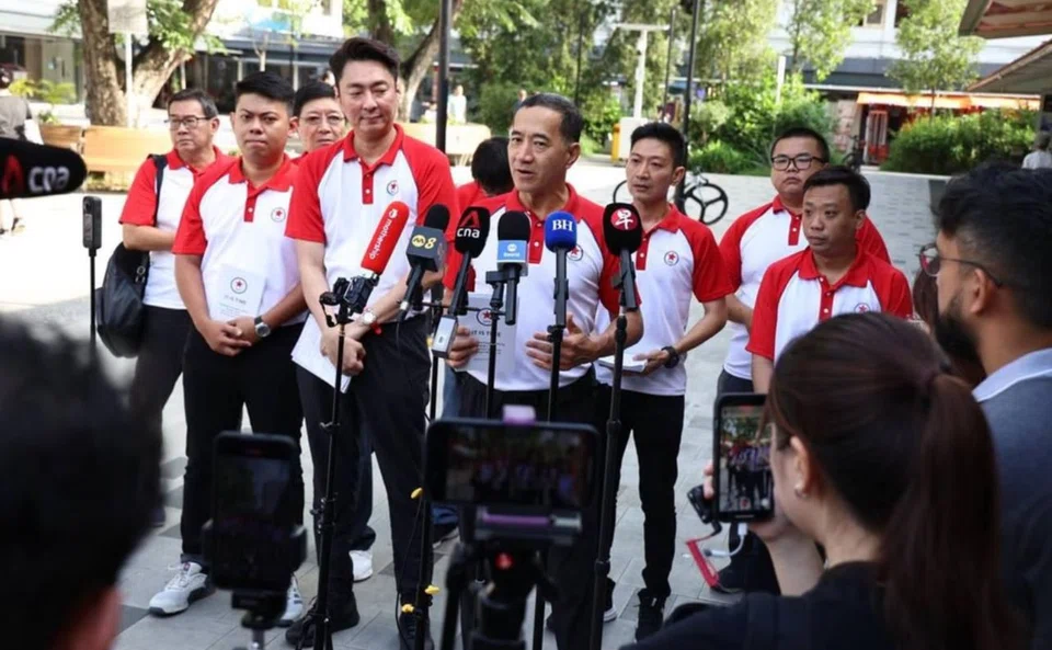 Singapore People's Party launches its manifesto during a walkabout at 210 Toa Payoh Lor 8 Market & Hawker on Apr 19.