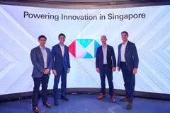 (From left) HSBC's senior leaders Jonathan Yip, Gilbert Ng, David Sabow and Neil Falconer at the launch of HSBC Innovation Banking with the bank's clients. The lender will set aside US$1.5 billion to support this new banking segment.