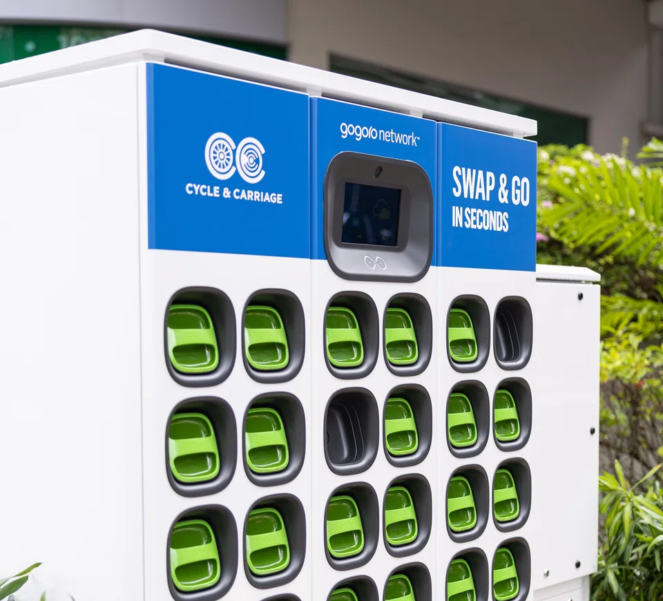 Gogoro's battery-swopping network allows its users to pick up fully charged batteries at designated locations and exchange them for drained ones.