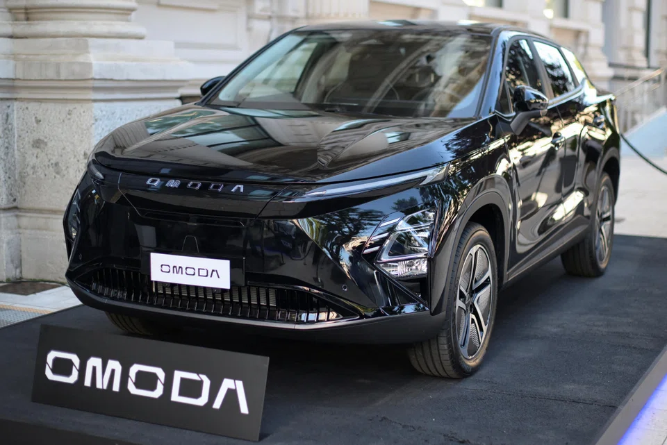 Chery's Omoda 5 EV is displayed during an event to launch Omoda and Jaecoo cars on the Italian market in Milan, Italy on Jul 4.