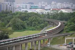 MRT trains tavelling between Clementi and Jurong East stations along the East-West Line during tests at about 5 pm on Sep 30.