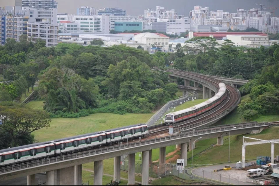 MRT trains tavelling between Clementi and Jurong East stations along the East-West Line during tests at about 5 pm on Sep 30.