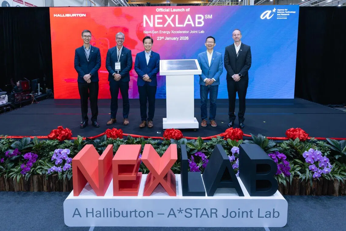 The Next-Generation Energy Xccelerator Joint Lab (NEX Lab) was officially opened on Friday (Jan 23) by Minister of State for Trade and Industry Alvin Tan (third from left).