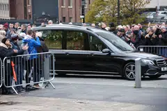 The hearse passed the famous “United Trinity” statue immortalising Charlton, Denis Law and George Best and through a guard of honour made up of members of the club’s Under-18 and Under-21 squads.