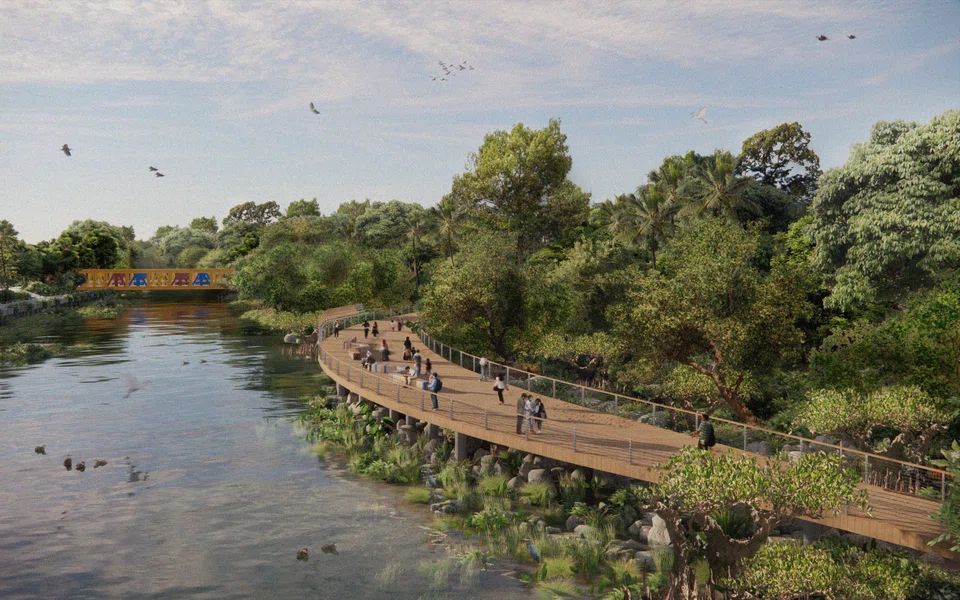 Artist's impression of Sungei Mandai after it is naturalised.