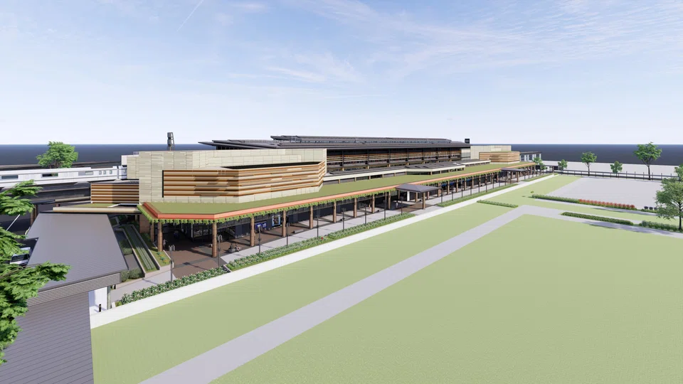 An artist's impression of the new North-South Line/Downtown Line interchange station NS6/DE2.