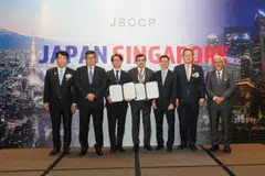 At the Indo-Pacific Economic Framework Clean Economy Investor Forum are (from left): Ken Saito, Minister of Economy, Trade and Industry of Japan; Shigeya Kusano, managing executive officer of Sojitz Corporation; Hachiman Yokoi, general manager of the energy Solutions Business Department at Sojitz Corporation; Vipul Tuli, chairman of South Asia, chief executive of hydrogen business and Middle East, and executive director of UK Sembcorp Industries; Wong Kim Yin, group president and chief executive of Sembcorp Industries; Dr Tan See Leng, Singapore's Minister of Manpower and second Minister for Trade and Industry; and Shri Sunil Barthwal, Commerce Secretary of India's Ministry of Commerce and Industry.