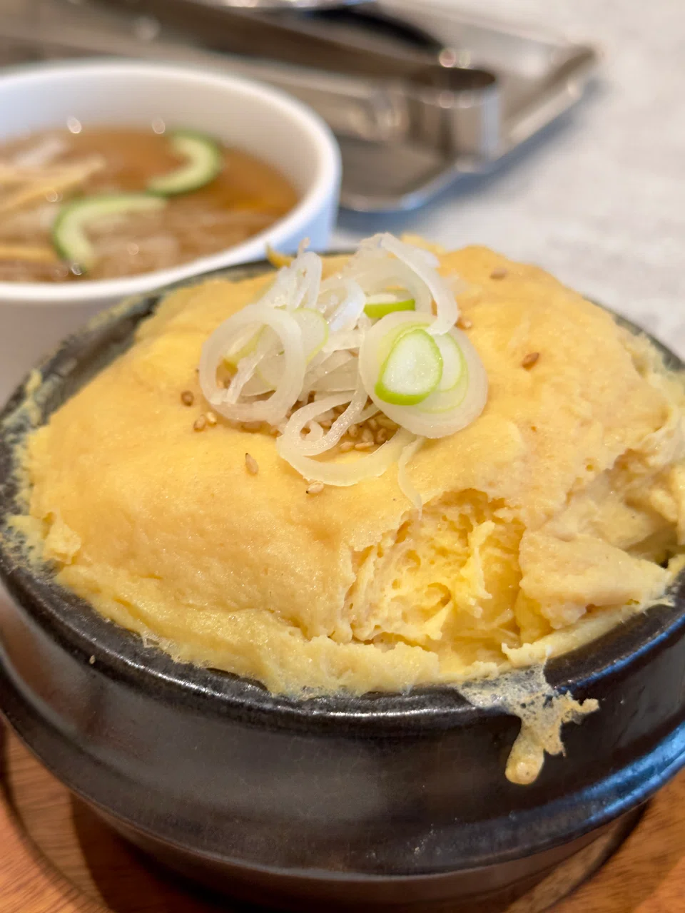 Steamed egg comes with the beef set.