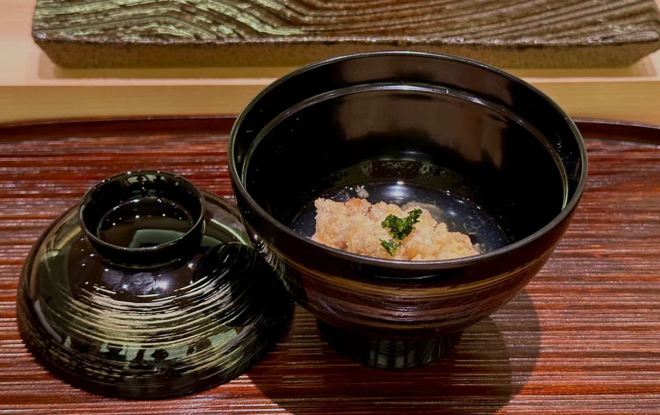 Deep-fried monkfish in thickened dashi broth.