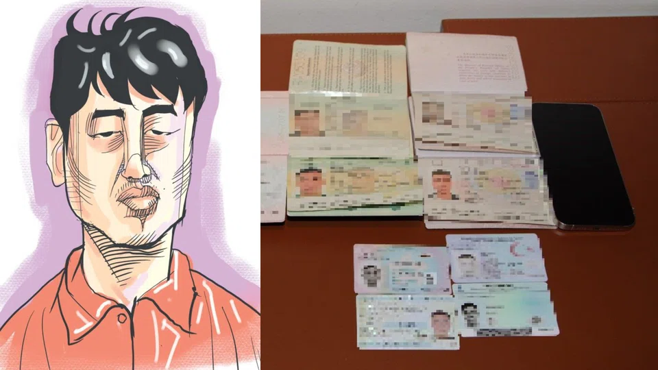 Chinese passport holder Wang Baosen (left) is sentenced to 13 months' jail for money laundering offences.