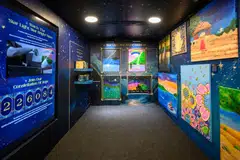 The interior of Geneco's roving art gallery.