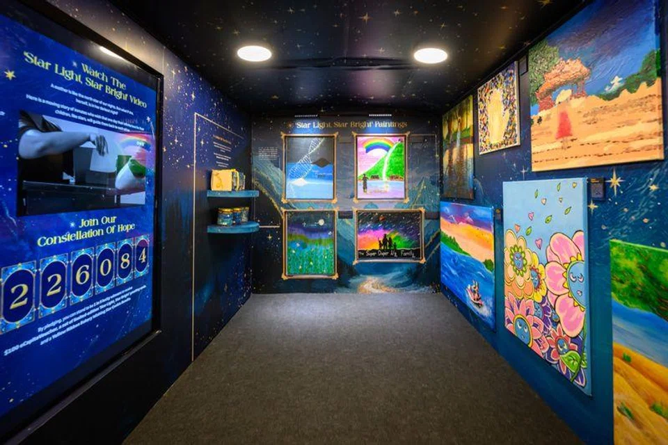 The interior of Geneco's roving art gallery.