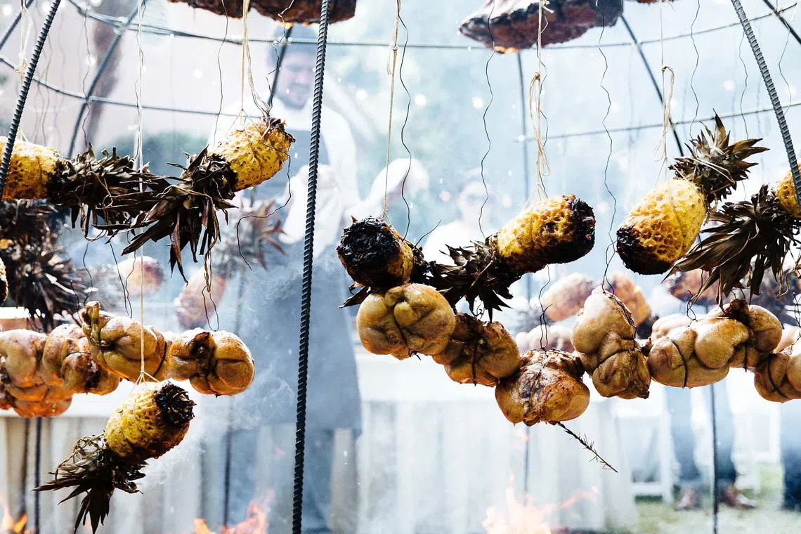 A dome is being built at the Fullerton Bay Hotel entrance