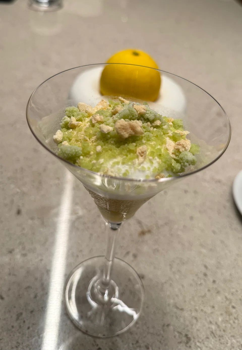 Refreshing kedongdong sorbet and coconut dessert.