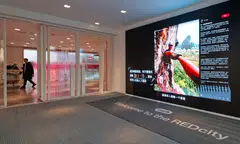 The entrance hall of the Xiaohongshu headquarters building in Shanghai. The platform leans heavily towards apolitical content such as lifestyle, travel, beauty and food topics.  