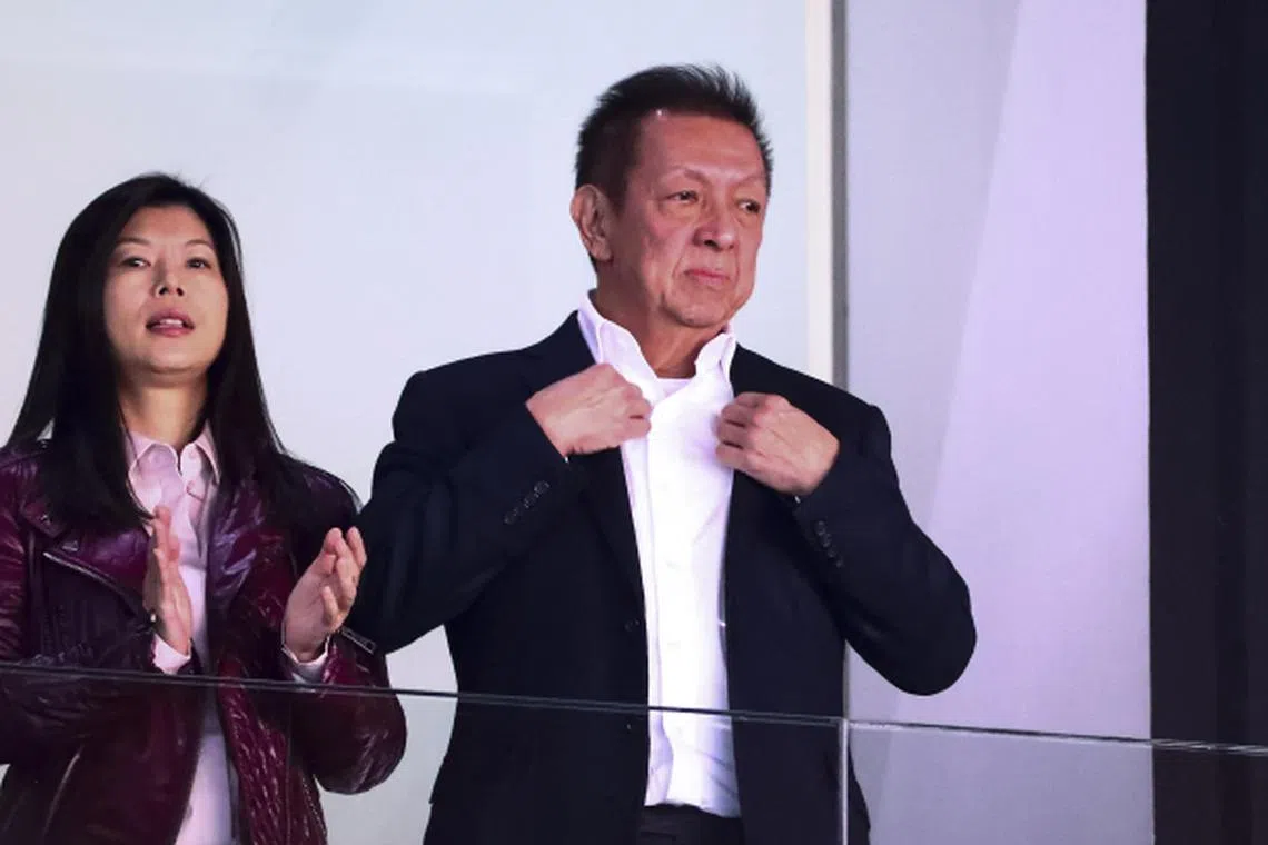 Peter Lim and his wife Cherie Lim before Spanish La Liga match between Valencia CF and Sevilla FC at Mestalla Stadium in 2018.