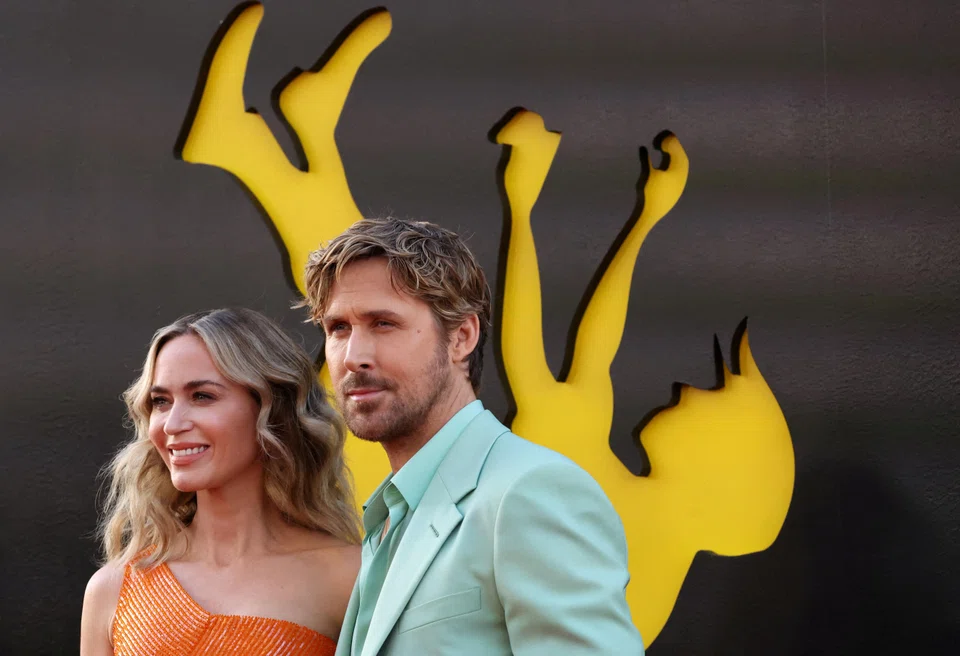 Emily Blunt and Ryan Gosling at a film premiere of "The Fall Guy" in Los Angeles, California on Apr 30.