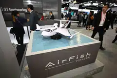 The AirFish Voyager, designed to carry eight passengers and two crew, is currently being assembled in Singapore.
