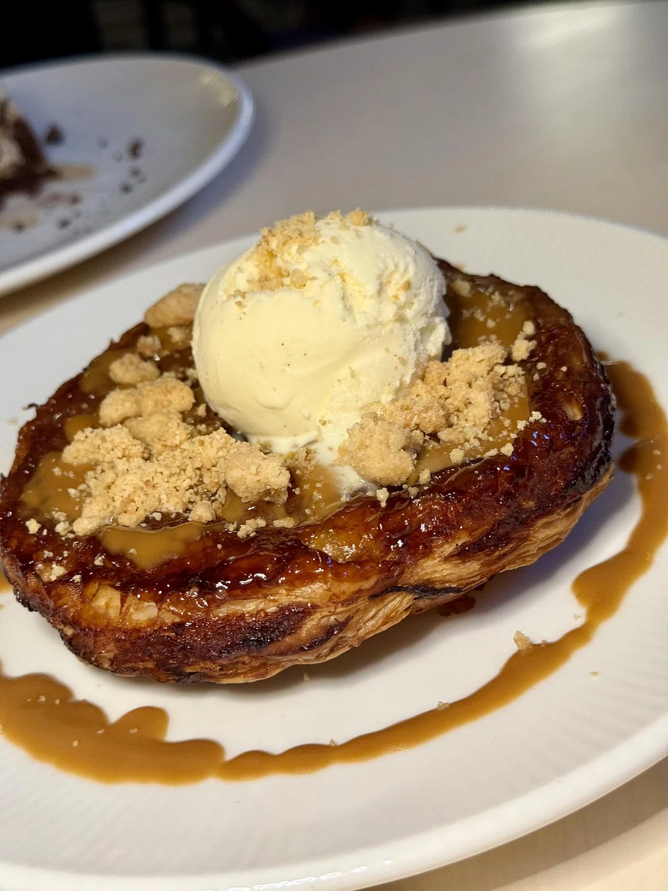 Hot and flaky apple tarte tatin.