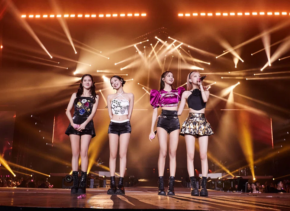 Blackpink members (from left: Jisoo, Jennie, Lisa and Rose) performing at the National Stadium in Singapore in May 2023.