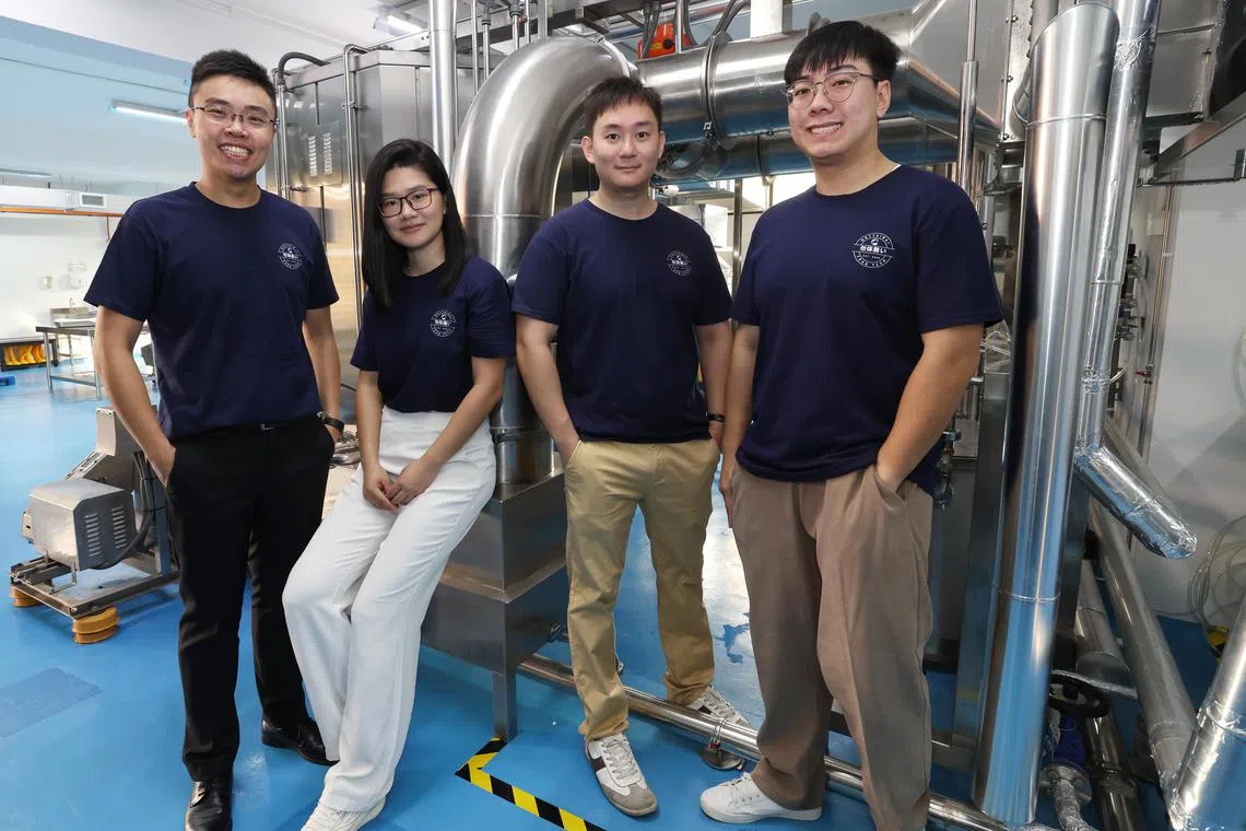 From left: Mottainai Food Tech co-founders Dr Chua Jian Yong, Carol Zheng, Daryl Pek and Heng Chin Wee.