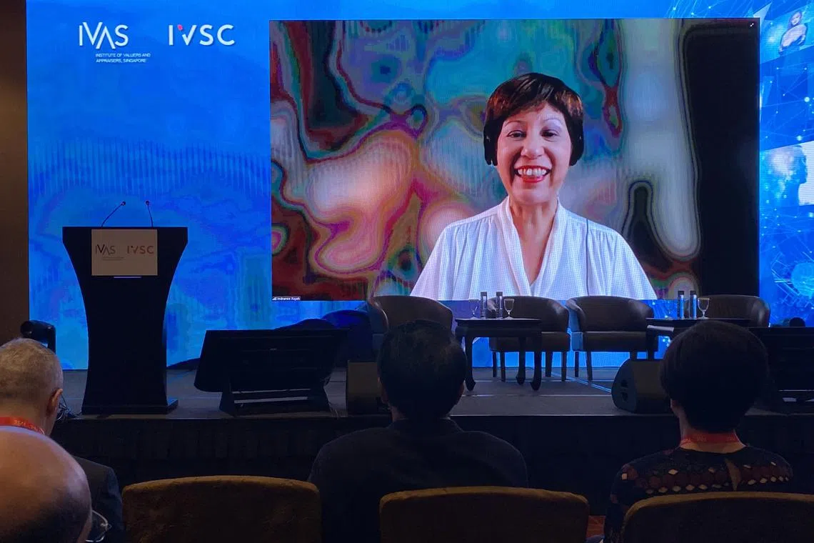 Second Minister for Finance and National Development Indranee Rajah delivering the keynote address virtually at the IVAS-IVSC Business Valuation Conference 2024.
