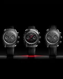 Three of the seven new models in the Speedmaster Dark and Grey Side of the Moon collection.