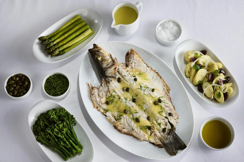 Whole fish is airflown from Greece and the Mediterranean.