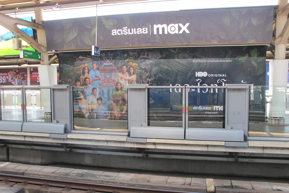 A Bangkok Skytrain station ad for The White Lotus taps into the tourism frenzy sparked by the hit HBO series. 