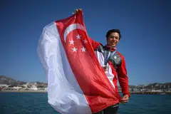 Kitefoiler Maximilian Maeder’s Olympic bronze was the city-state's sole medal this year in Paris.