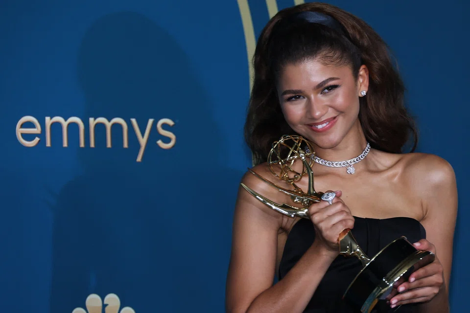 Zendaya poses with her award for Outstanding Lead Actress In A Drama Series for "Euphoria" at the 74th Primetime Emmy Awards held at the Microsoft Theatre in Los Angeles, Sept 12, 2022.