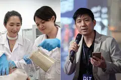 (From left) Didi Gan and Jaslyn Lee, co-founders of N&E Innovations; and Kang Jen Wee, founder and CEO of REDEX Group.