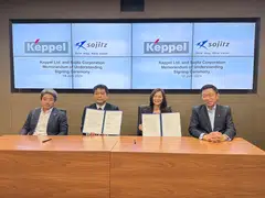 From left: Kosuke Uemura, Sojitz's representative director, president and chief operating officer; Takefumi Nishikawa, Sojitz's chief operating officer, energy solution and healthcare division; Cindy Lim, CEO of Keppel’s infrastructure division; and Loh Chin Hua, CEO of Keppel.