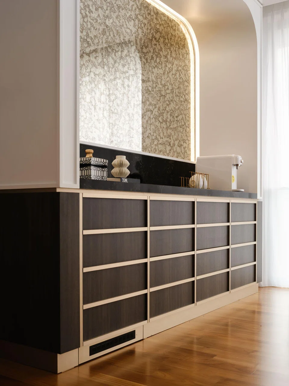 The abundance of storage space makes the house feel uncluttered.