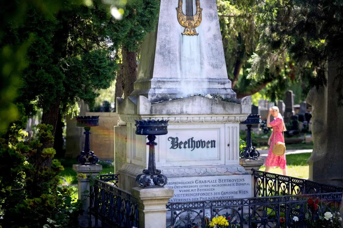 Beethoven's tombstone at Vienna’s Central cemetery. Austria celebrated the 200th anniversary of Beethoven's Ninth Symphony, which had its world premiere on May 7, 1824 at the Kärntnertortheater in Vienna. 