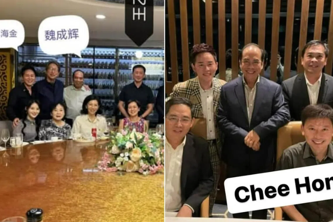 Pictures showing ministers Ong Ye Kung and Chee Hong Tat at dinners where Fujian gang member Su Haijin was also present have been circulated online.