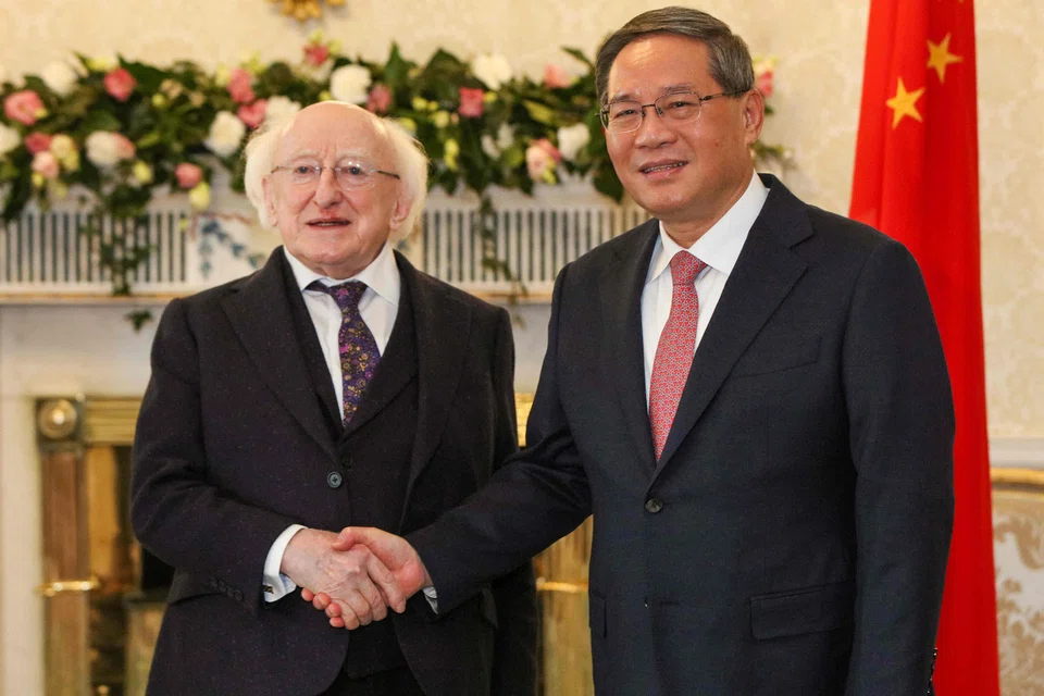 China's latest visa announcement comes after a meeting between (from left) Irish President Michael D Higgins and Chinese Premier Li Qiang.