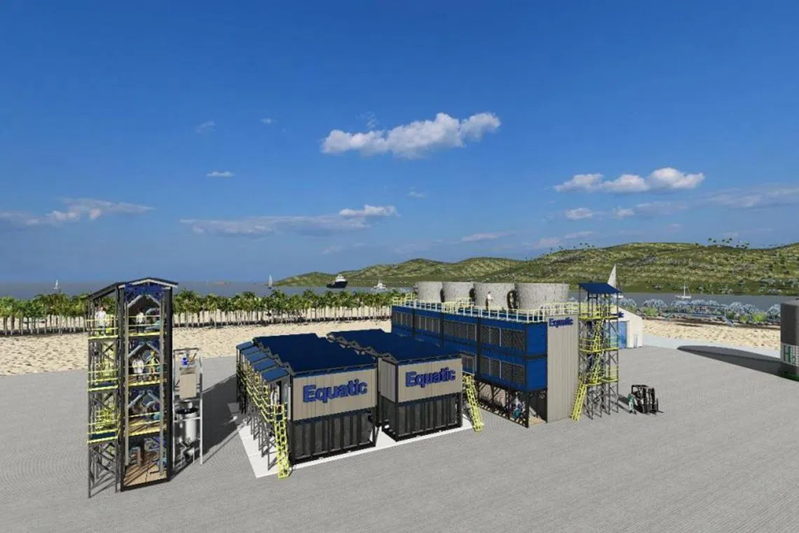 A rendering of a CO2-removal plant in Singapore. The Republic and Japan will exchange best practices for cross-border CCS and insights on related technologies.