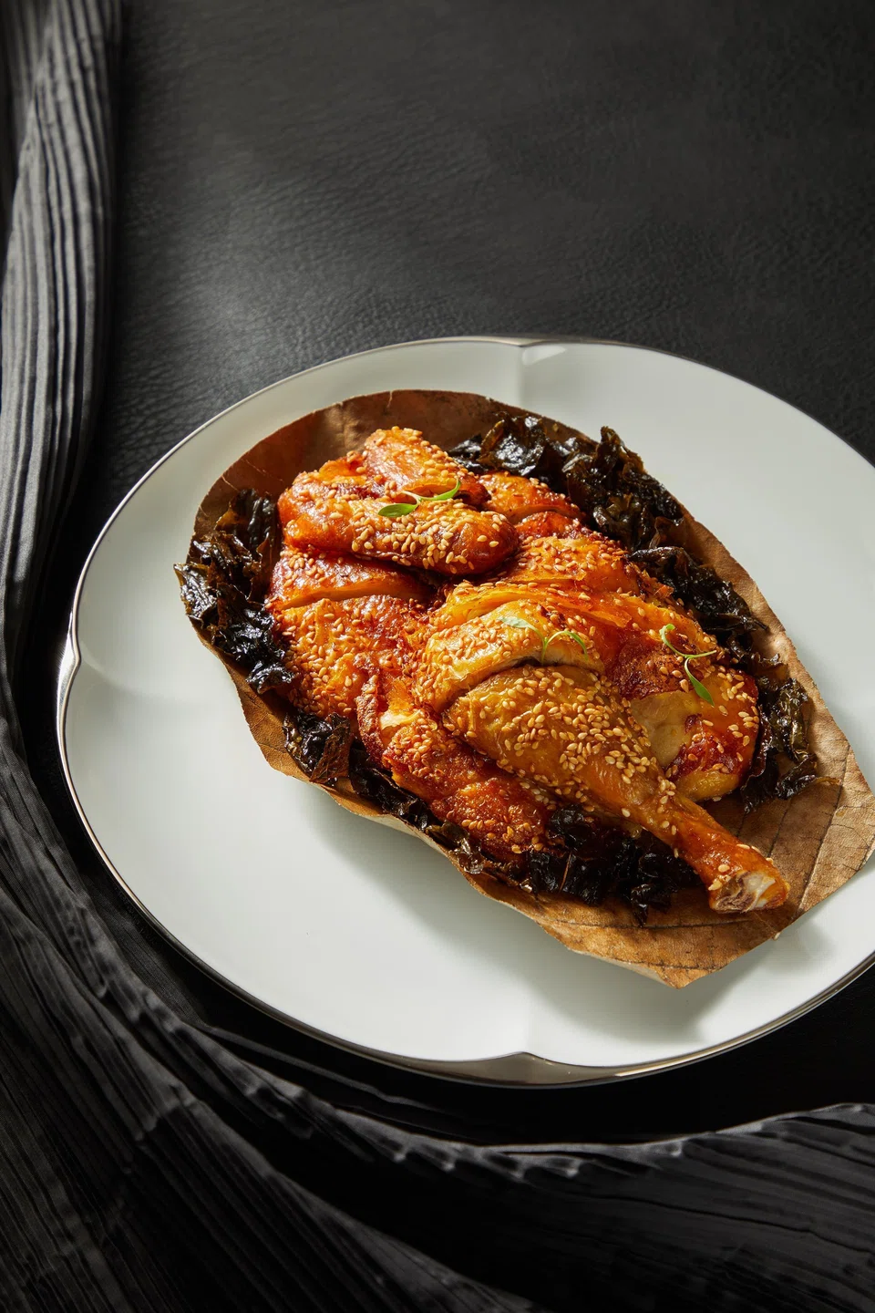 Crispy sesame chicken.