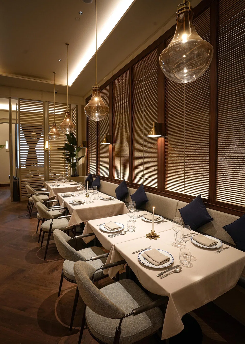 The restaurant's neo-classical interiors.