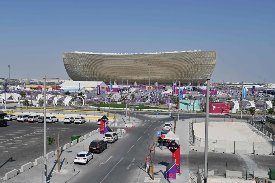 Argentina supporters gather outside the Lusail Stadium.  Air-conditioning specialist Saud Ghani and his associates oversaw the design of systems that dared to air-condition the eight outdoor World Cup stadiums in and around Doha, one of the world’s hottest big cities.