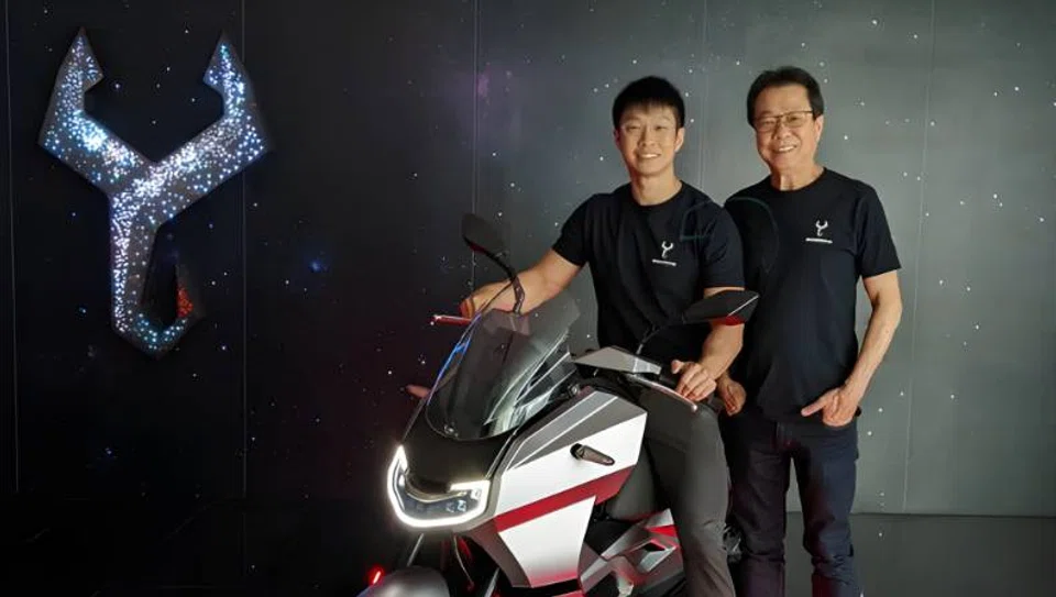 Scorpio Electric CEO Joshua Goh (left) with Melvin Goh (right), founder-adviser at Scorpio Electric and executive chairman and CEO of EuroSports Global.